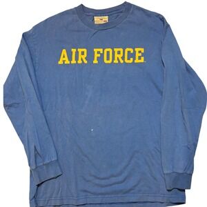 Air Force Longsleeve Tee Blue Fader Y2K College Military Size L